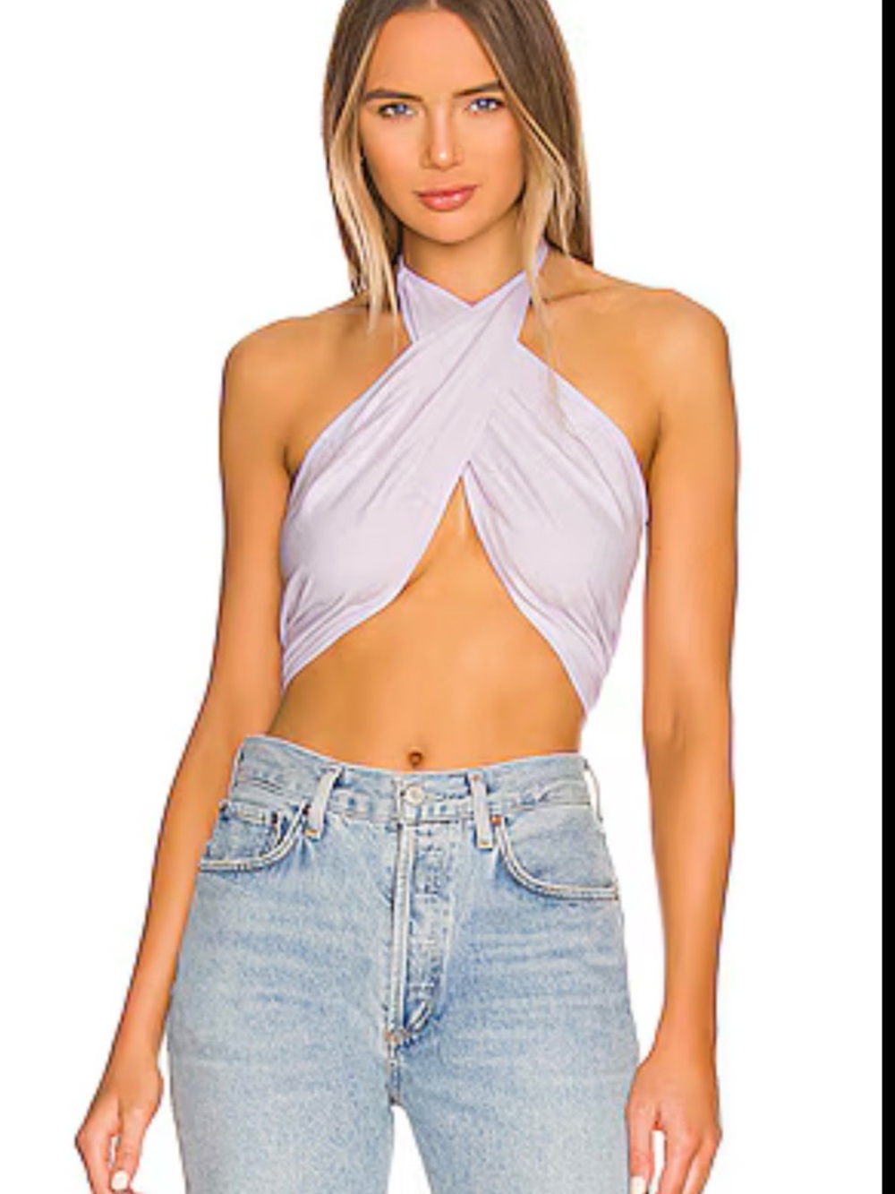 OW Collection x REVOLVE Imani Top Bandeau Tie-Back Bra wrap crop top lavender
